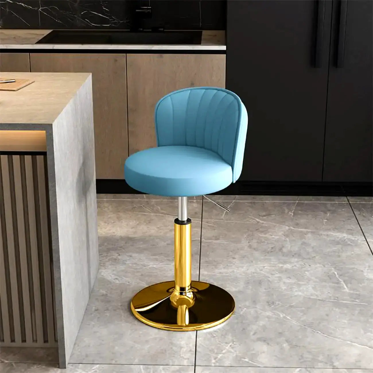 Tabourets de bar pivotants réglables en cuir moderne avec dossier