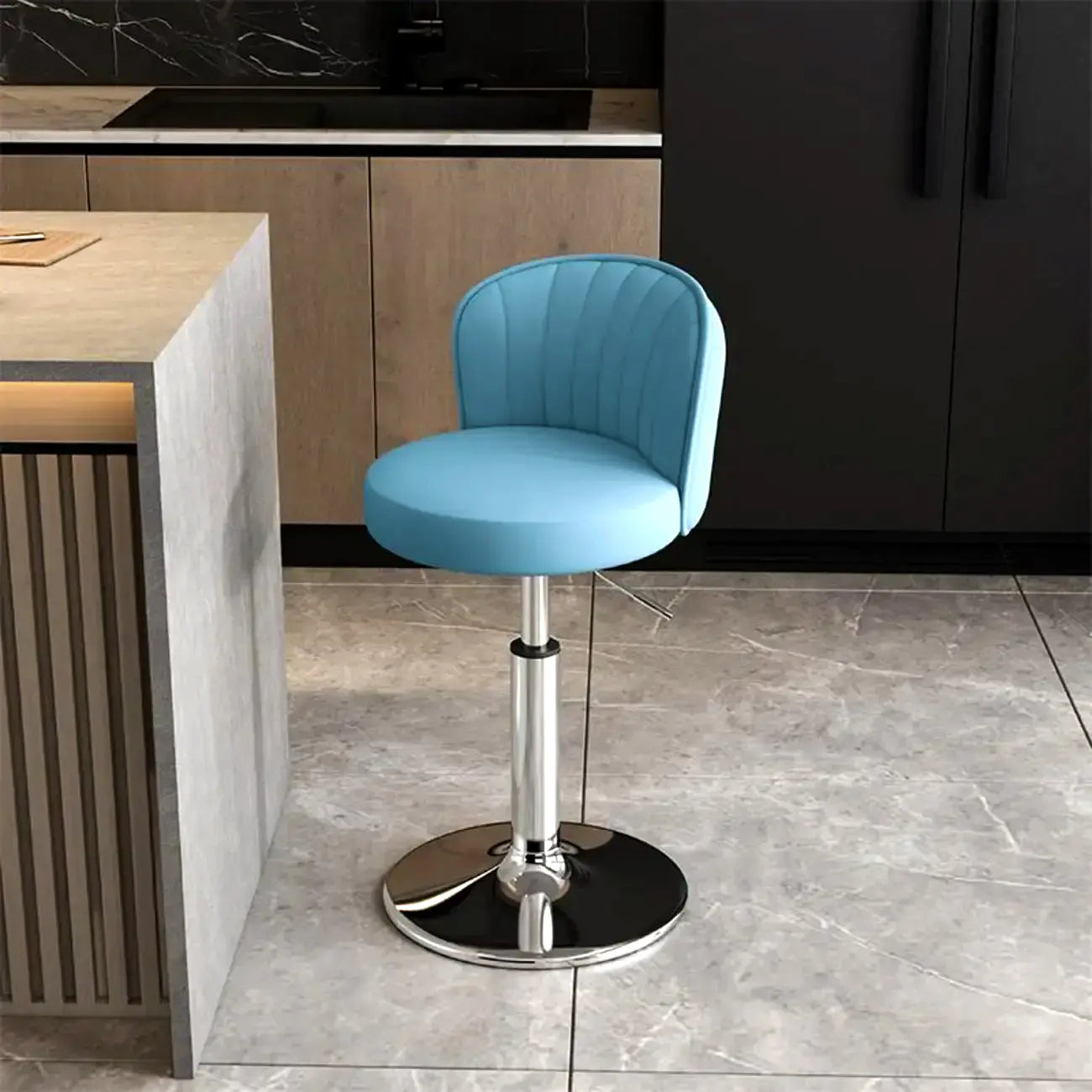 Tabourets de bar pivotants réglables en cuir moderne avec dossier