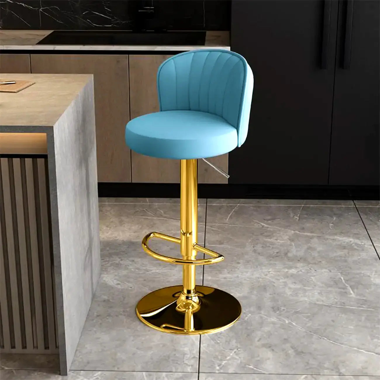 Tabourets de bar pivotants réglables en cuir moderne avec dossier