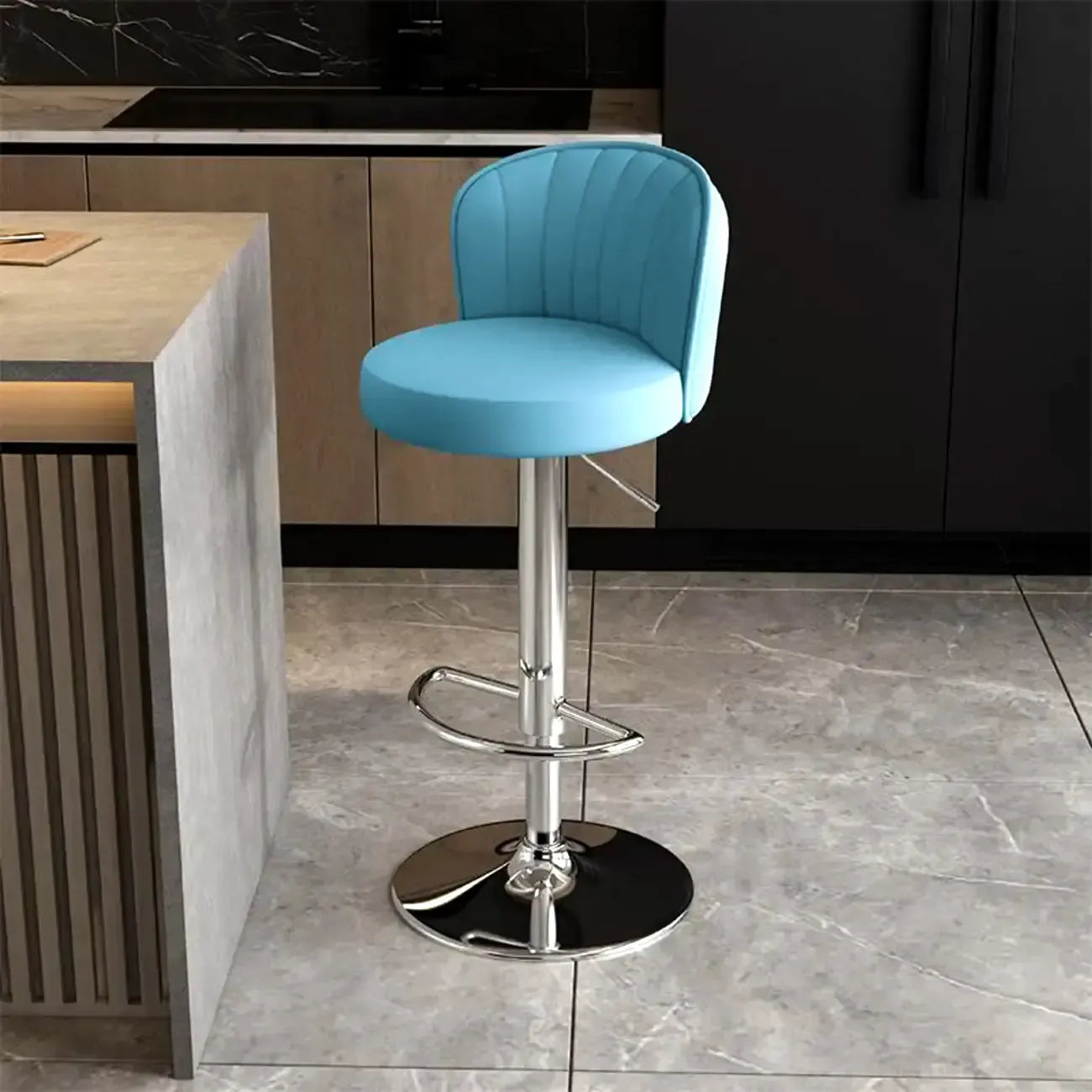 Tabourets de bar pivotants réglables en cuir moderne avec dossier
