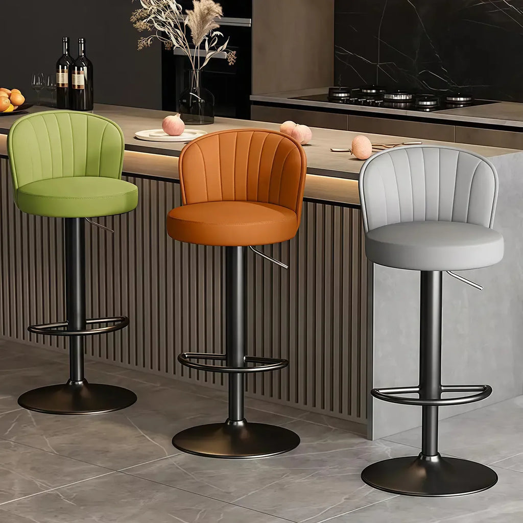 Tabourets de bar pivotants réglables en cuir moderne avec dossier