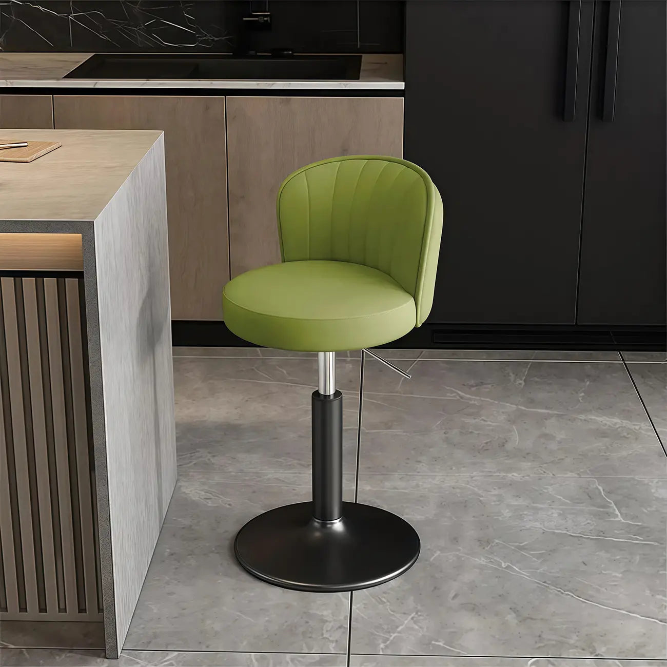 Tabourets de bar pivotants réglables en cuir moderne avec dossier