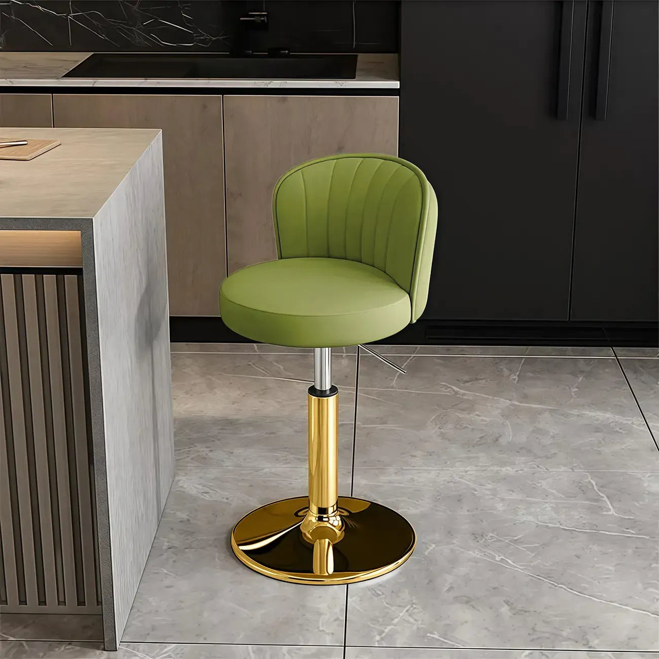 Tabourets de bar pivotants réglables en cuir moderne avec dossier