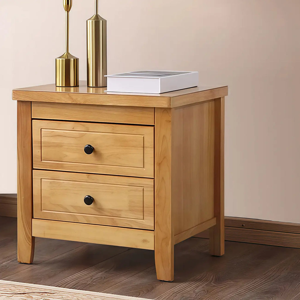 Comodino Grigio Antico a 2 Cassetti in Legno