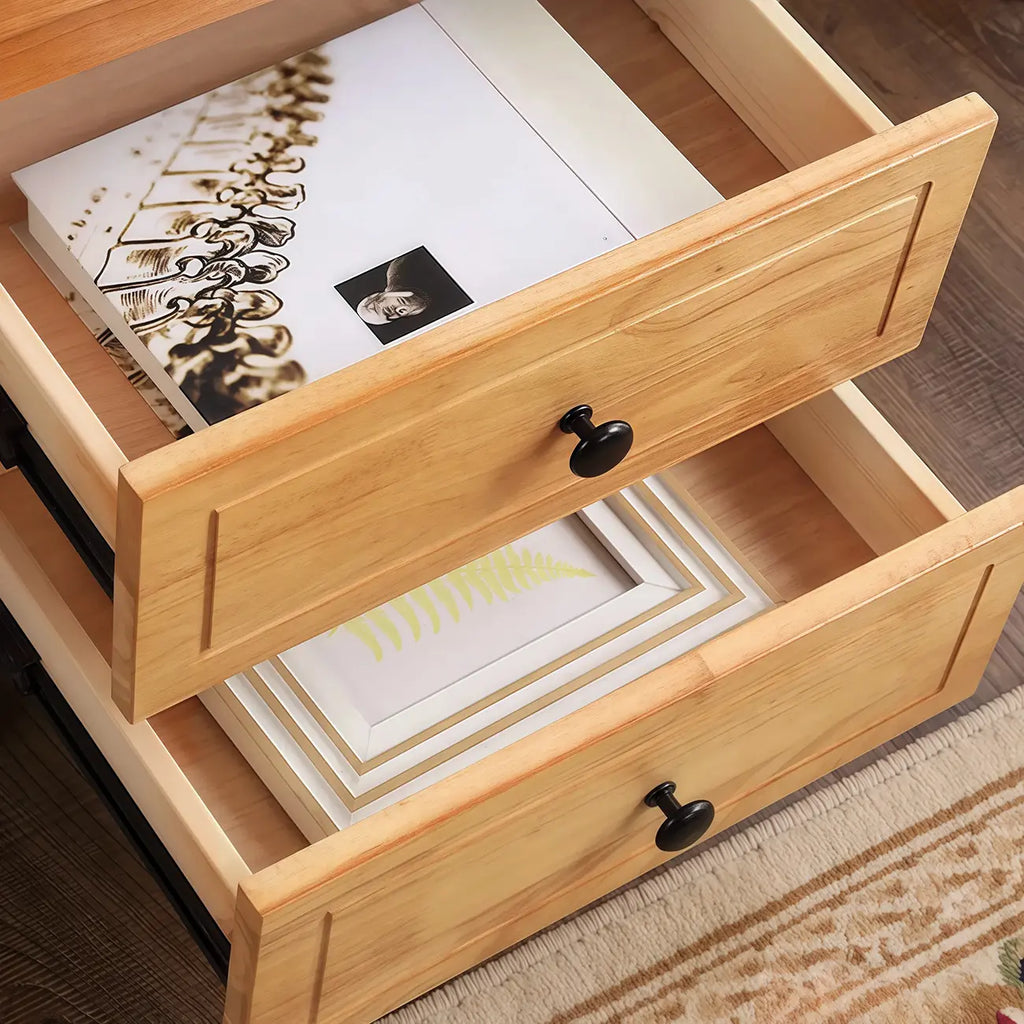 Comodino Grigio Antico a 2 Cassetti in Legno