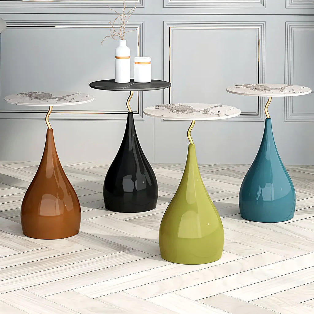 Table d'appoint ronde en pierre brune de style scandinave
