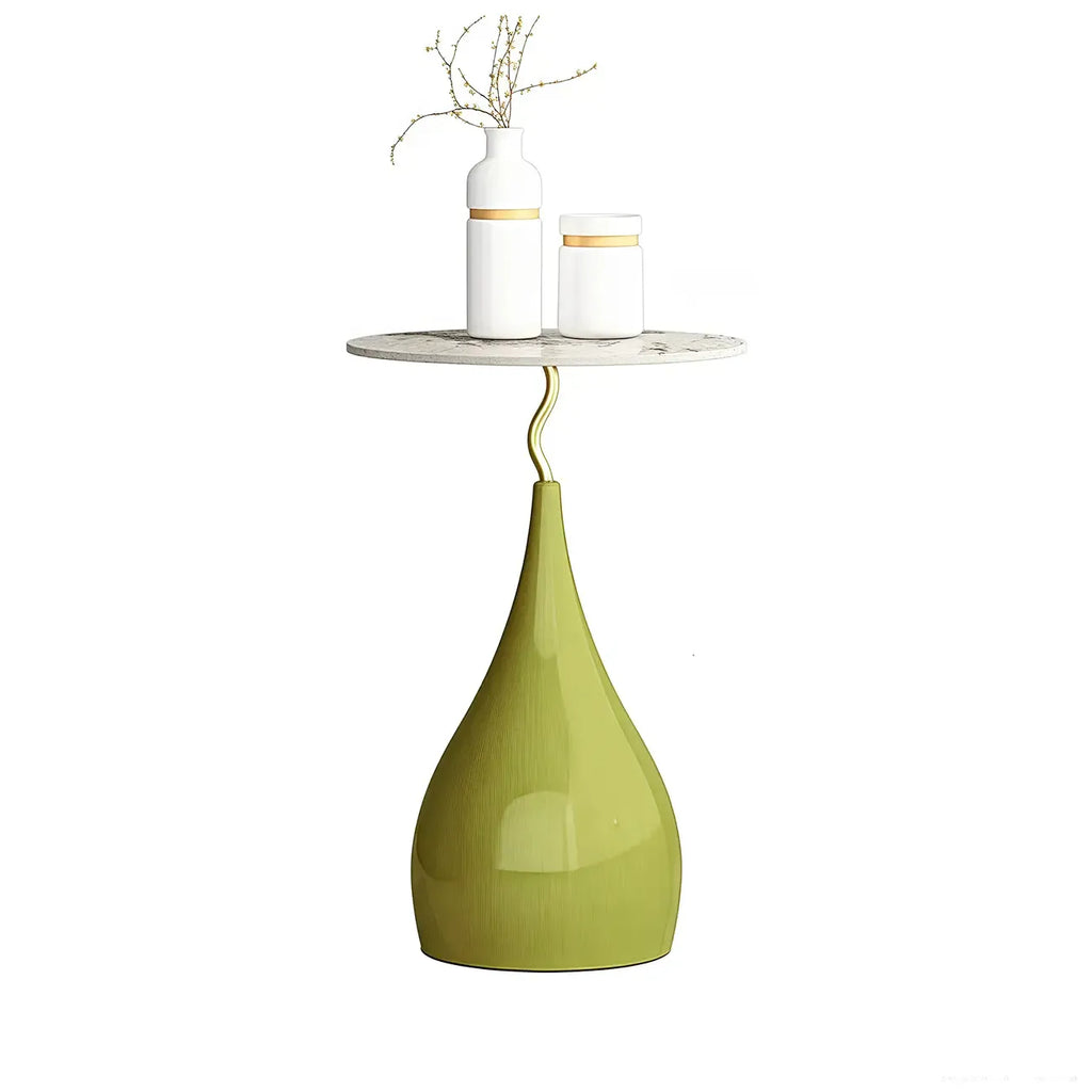 Table d'appoint ronde en pierre brune de style scandinave