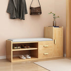 Panca scarpiera in legno con 2 cassetti regolabili per ingresso