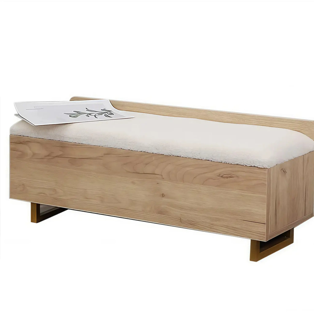 Banc de rangement à chaussures rembourré Nordic Wood à couvercle relevable
