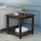 Table d'appoint minimaliste en bois noir avec rangement pour salon