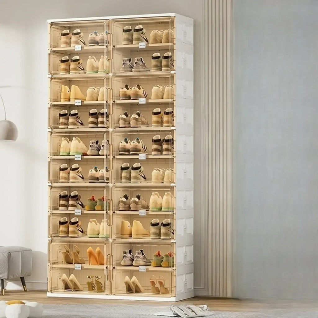 Organisateur de chaussures empilable en plastique blanc glamour pour placard