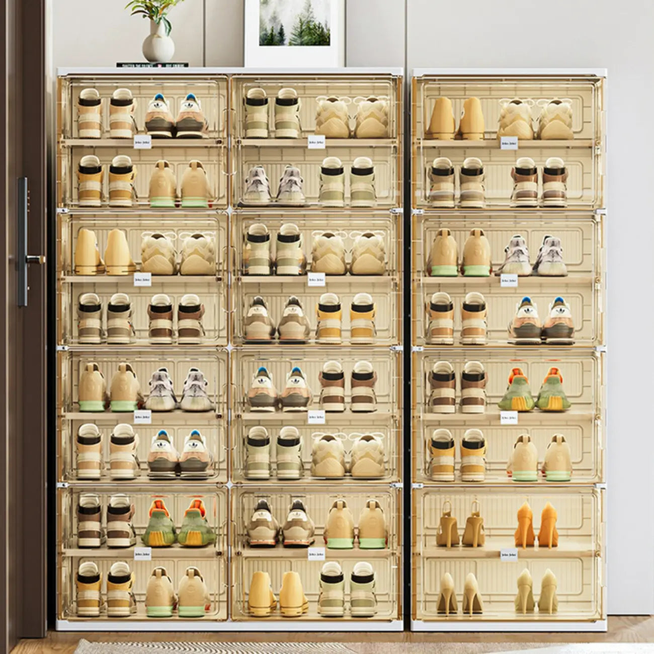 Organisateur de chaussures empilable en plastique blanc glamour pour placard