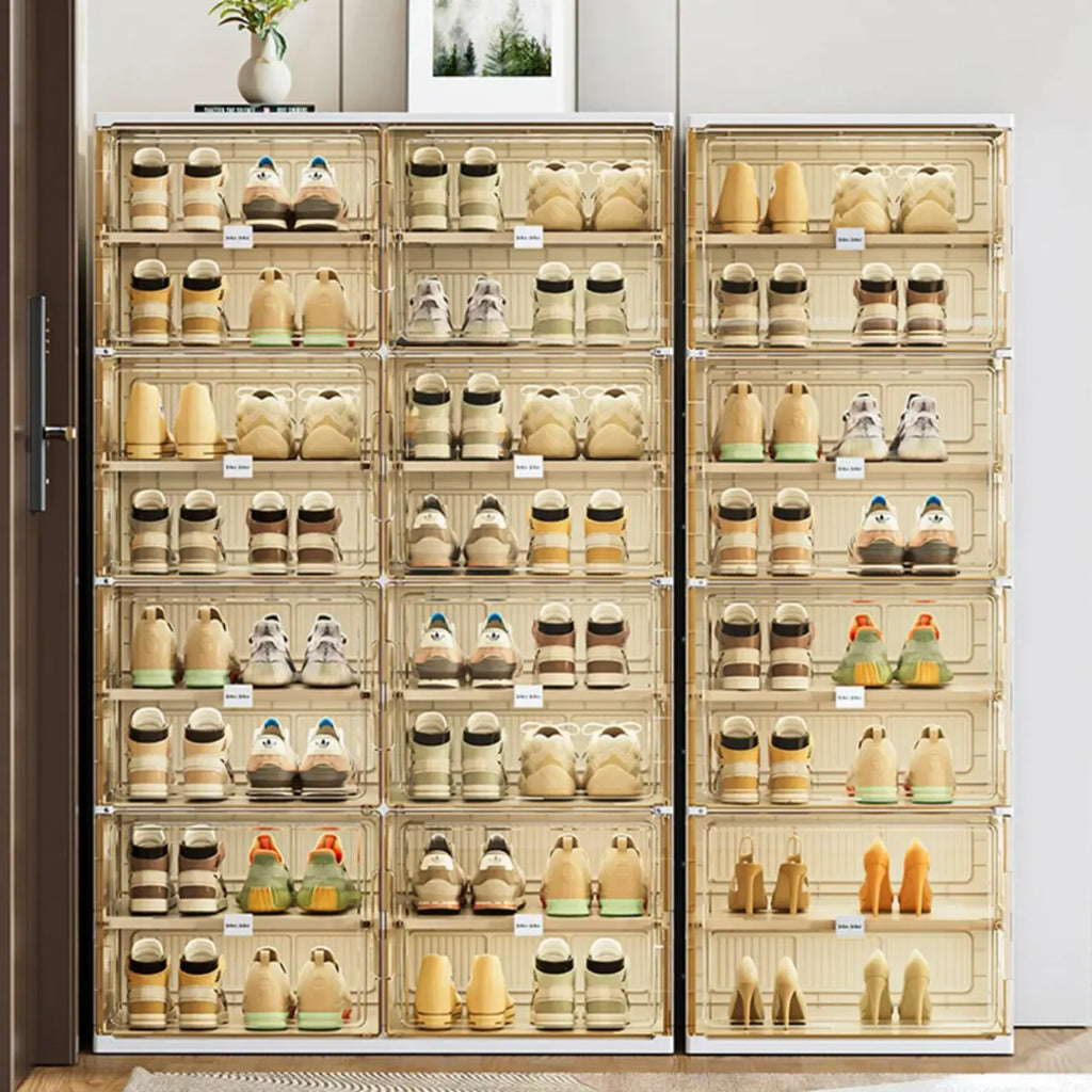 Organisateur de chaussures empilable en plastique blanc glamour pour placard