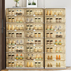 Organisateur de chaussures empilable en plastique blanc glamour pour placard