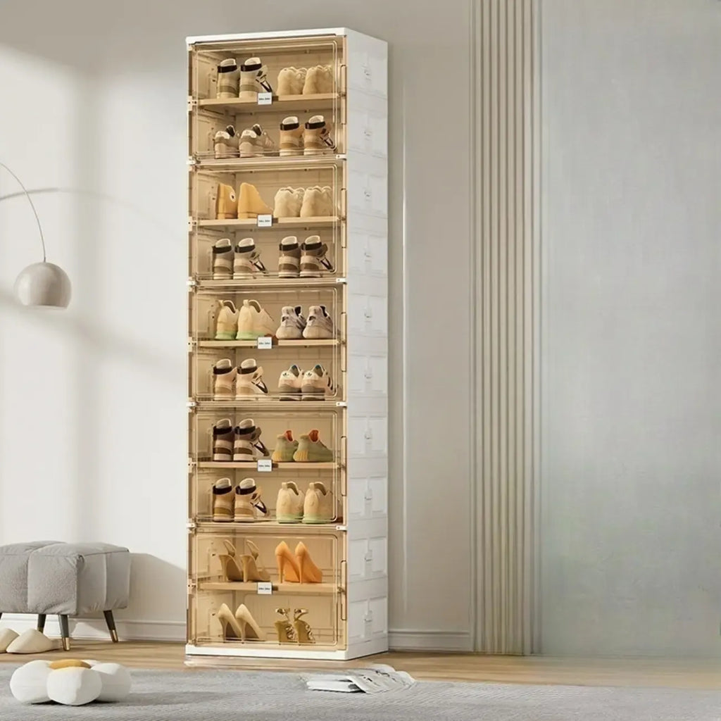 Organisateur de chaussures empilable en plastique blanc glamour pour placard