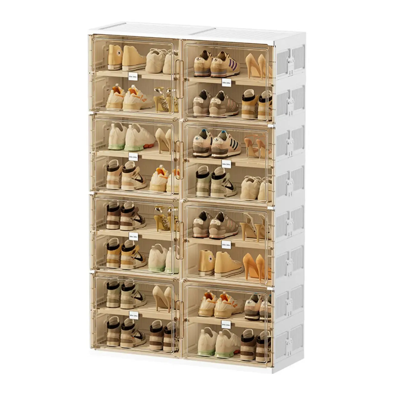Organisateur de chaussures empilable en plastique blanc glamour pour placard