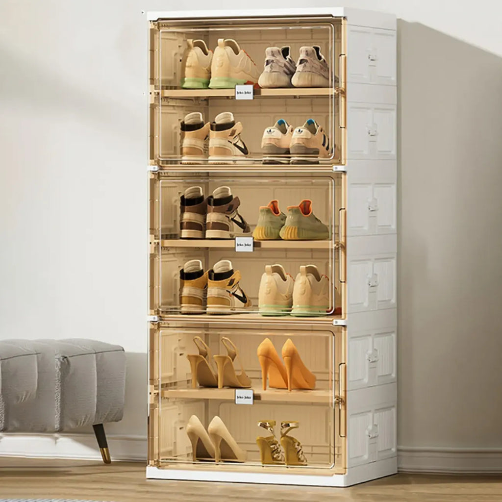 Organisateur de chaussures empilable en plastique blanc glamour pour placard