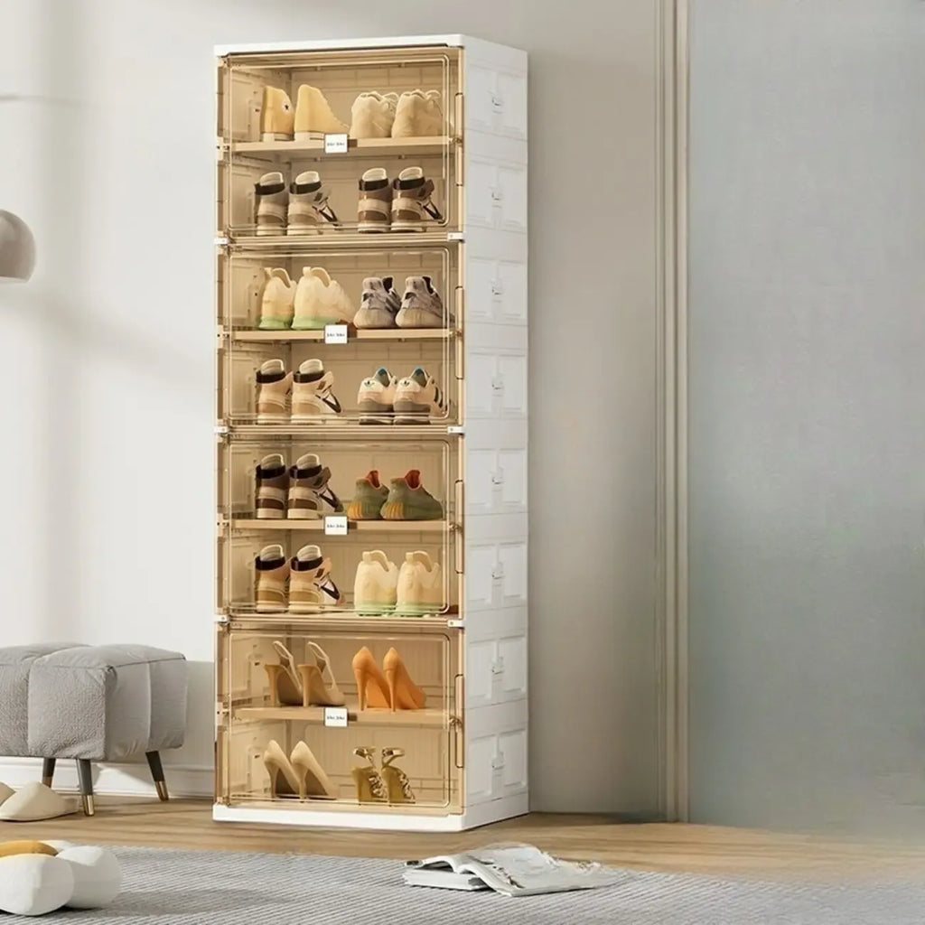 Organisateur de chaussures empilable en plastique blanc glamour pour placard
