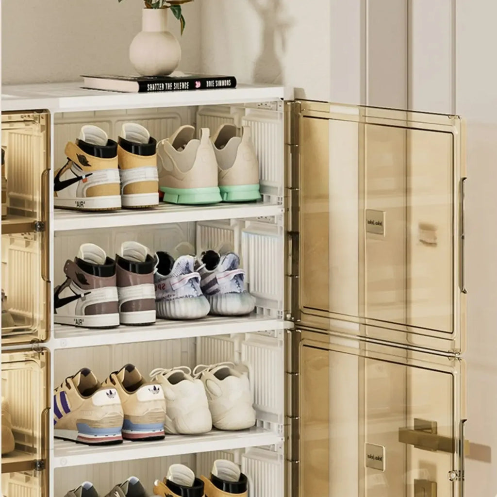 Organisateur de chaussures empilable en plastique blanc glamour pour placard