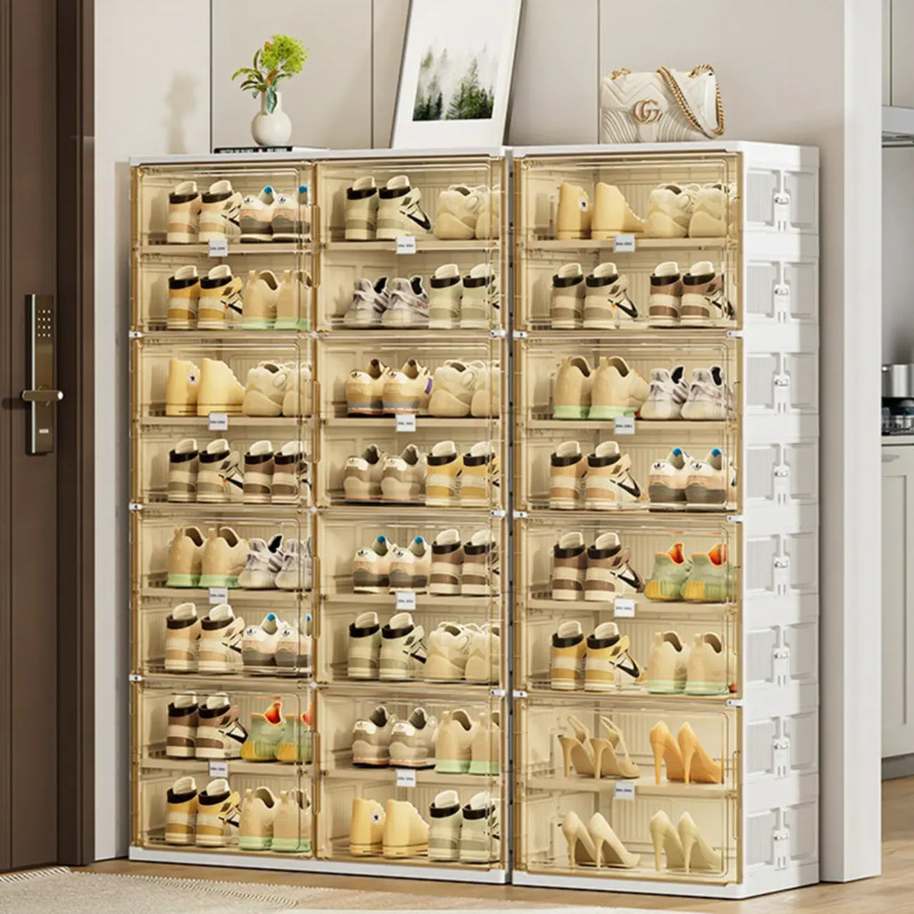 Organisateur de chaussures empilable en plastique blanc glamour pour placard