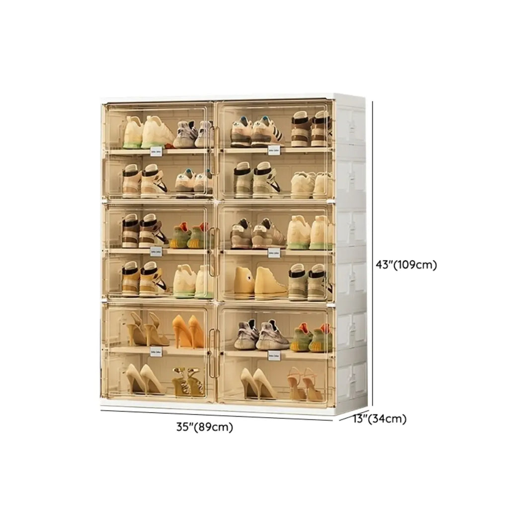 Organisateur de chaussures empilable en plastique blanc glamour pour placard