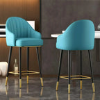 Tabouret de bar Art Déco en cuir avec coussin seau
