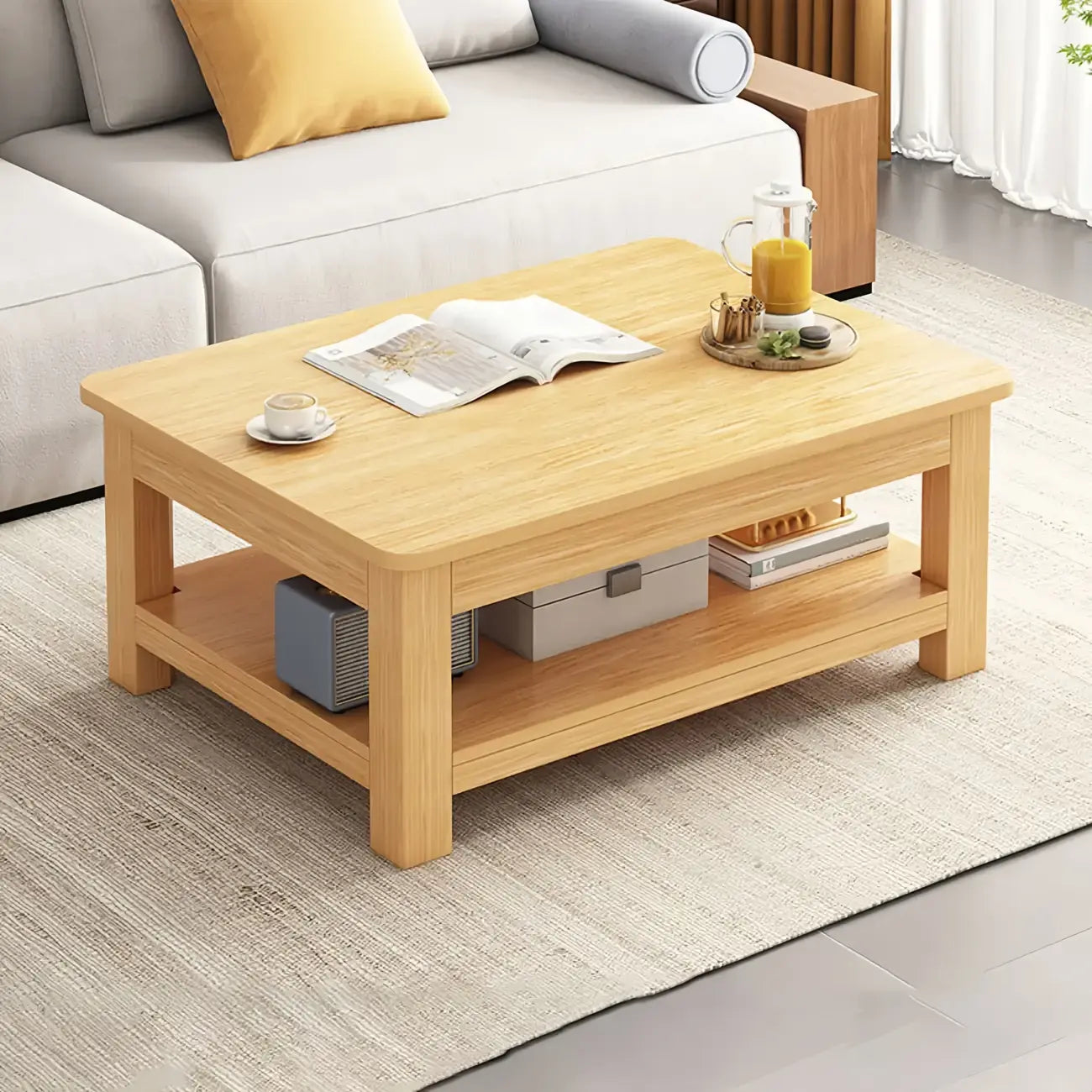Table d'appoint minimaliste en bois noir avec rangement pour salon
