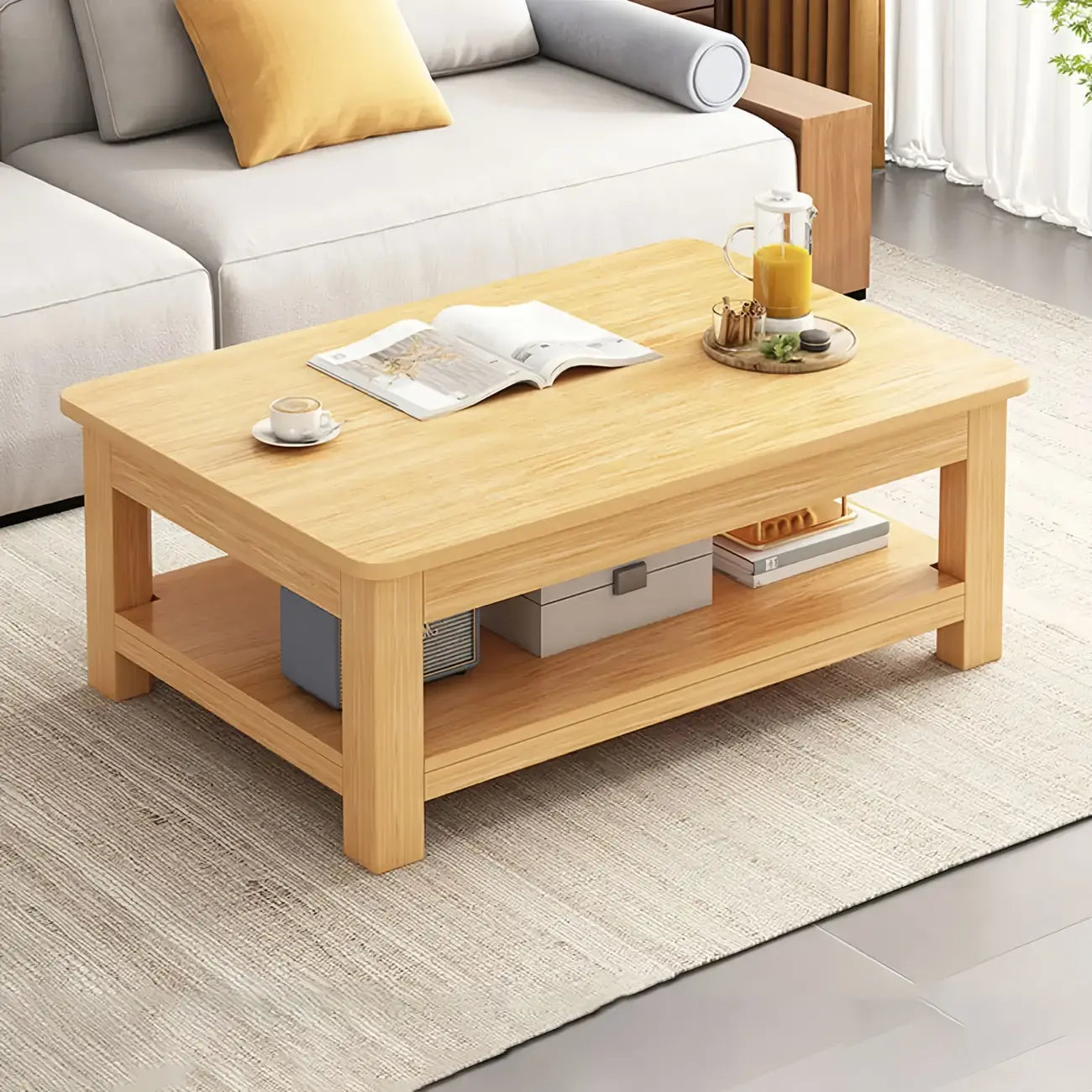Table d'appoint minimaliste en bois noir avec rangement pour salon