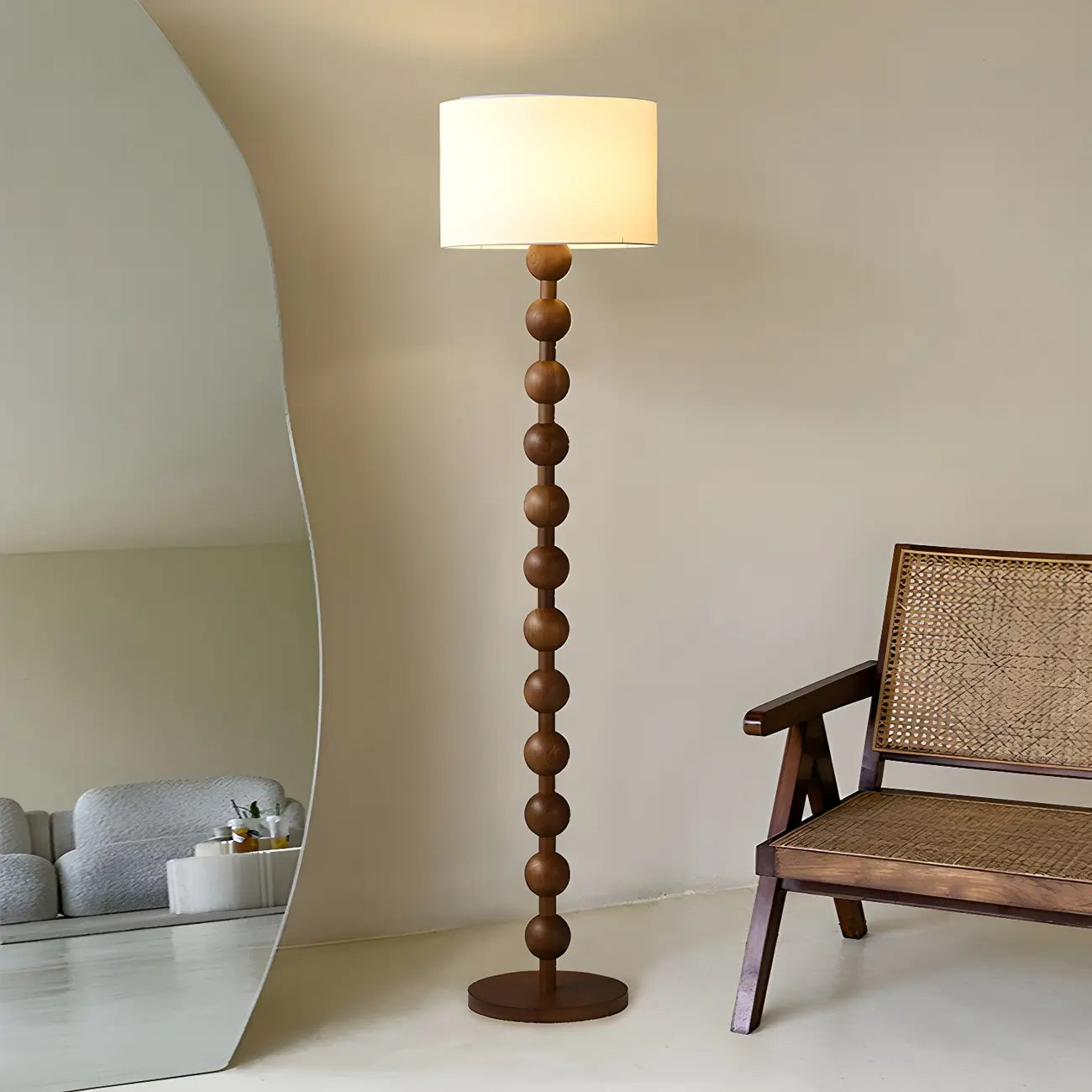 Lampada da terra tradizionale a piantana con paralume in tessuto per la casa (63")