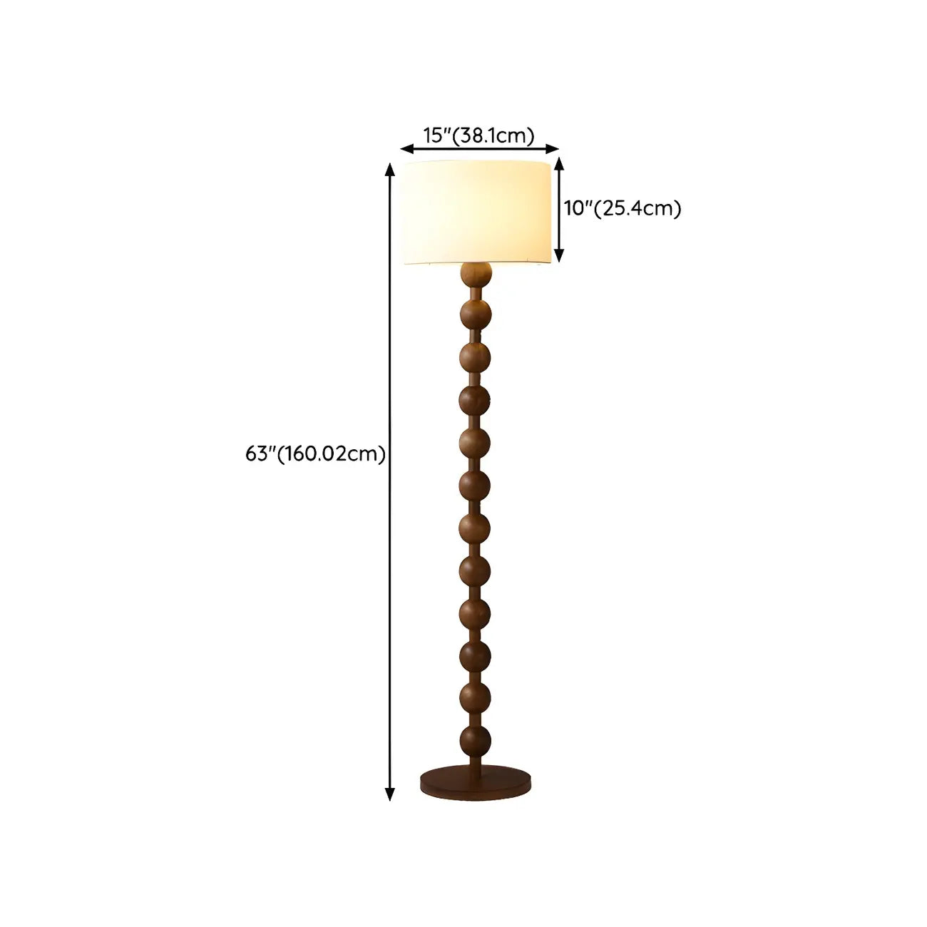 Lampada da terra tradizionale a piantana con paralume in tessuto per la casa (63")