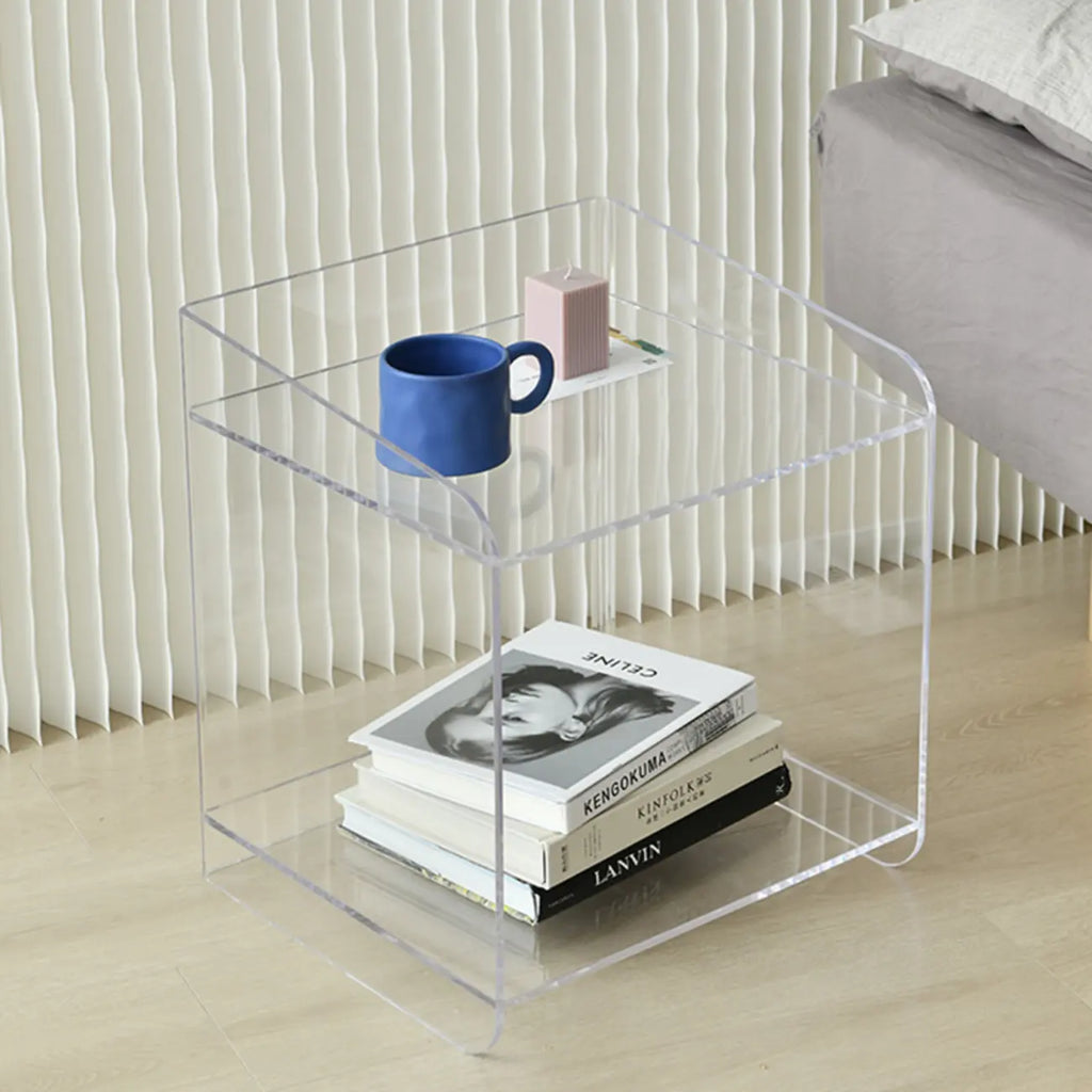 Table de chevet ouverte en acrylique beige pour chambre à coucher, petite table de chevet