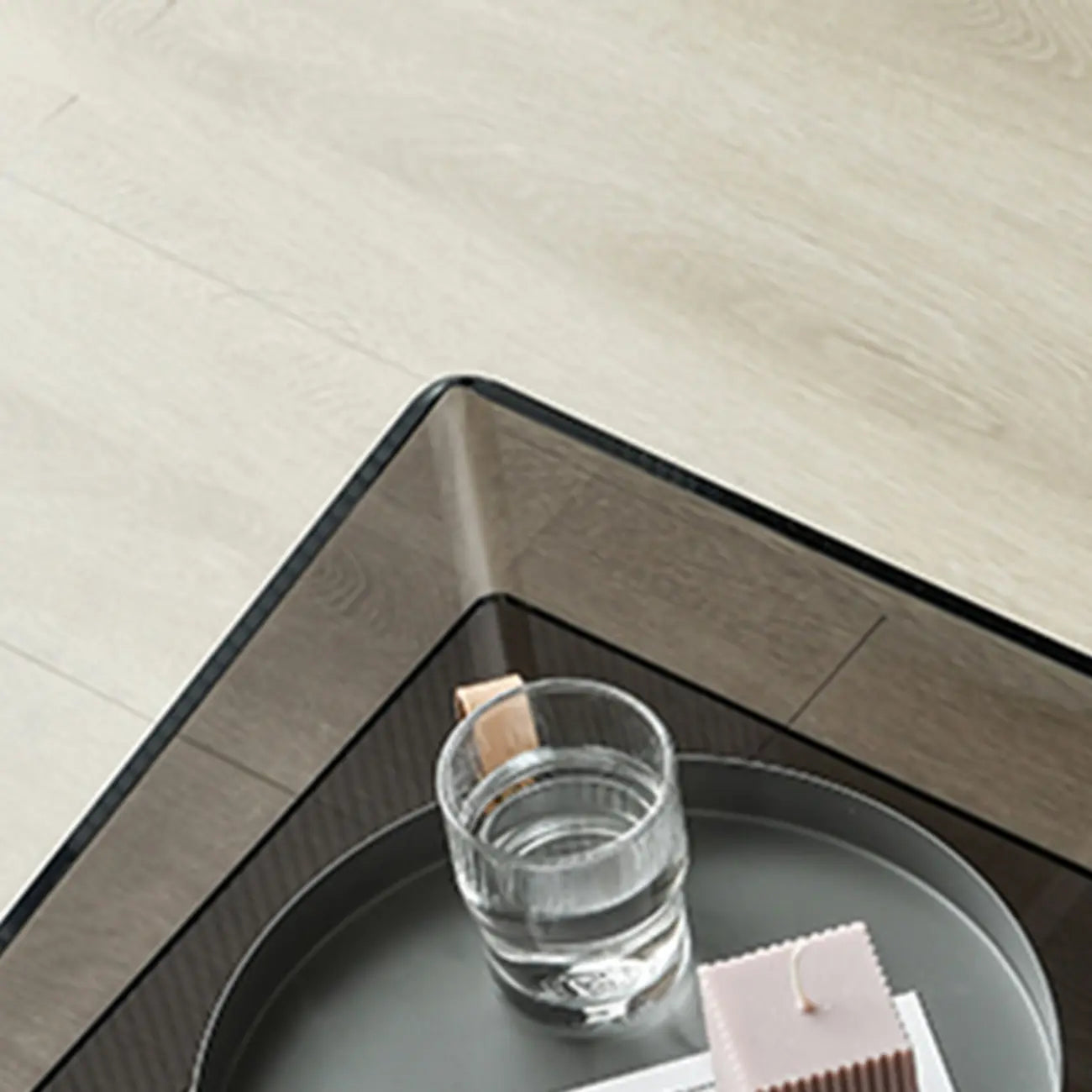 Table de chevet ouverte en acrylique beige pour chambre à coucher, petite table de chevet