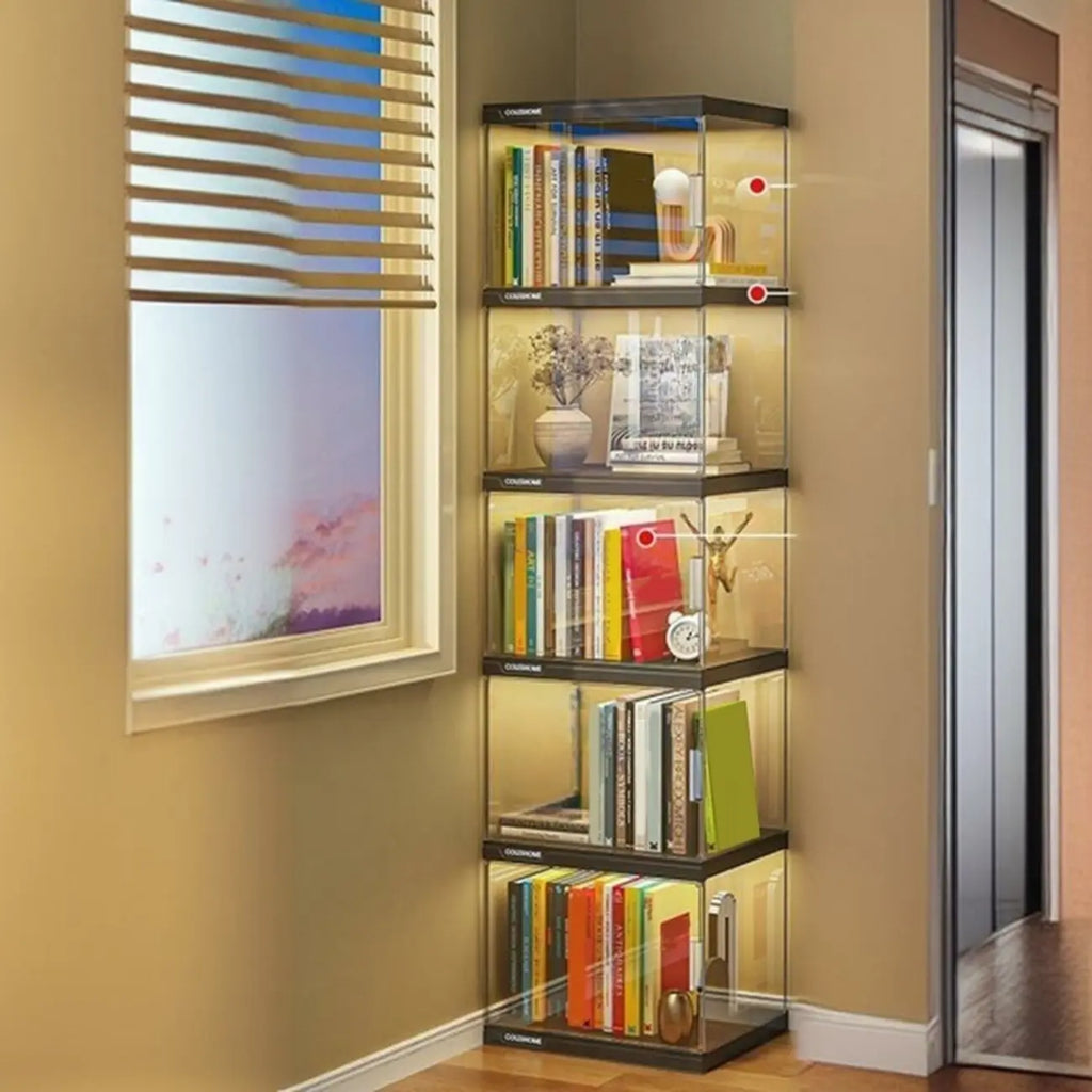Bibliothèque moderne à 5 niveaux avec éclairage intégré en acrylique