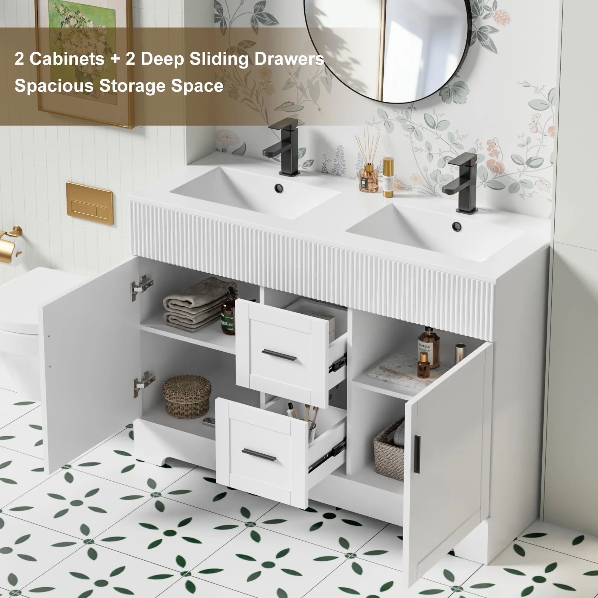 Ensemble meuble-lavabo Wavy Line 30/36/48 avec lavabo et robinet