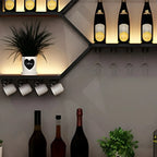 Porte-bouteilles mural lumineux en métal noir