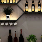 Porte-bouteilles mural lumineux en métal noir
