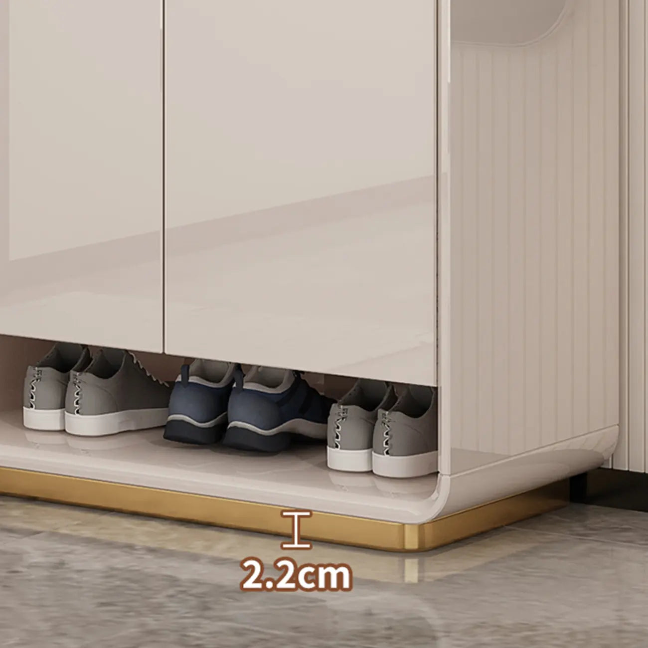 Meuble à chaussures en bois massif beige glamour avec plateau d'exposition