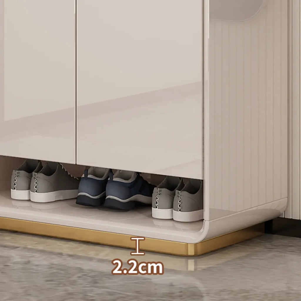 Meuble à chaussures en bois massif beige glamour avec plateau d'exposition