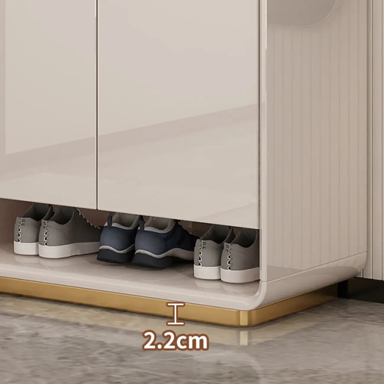 Meuble à chaussures en bois massif beige glamour avec plateau d'exposition