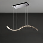 Suspension LED à intensité variable en cristal ondulé pour îlot de cuisine