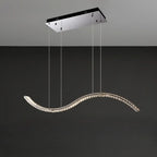 Suspension LED à intensité variable en cristal ondulé pour îlot de cuisine