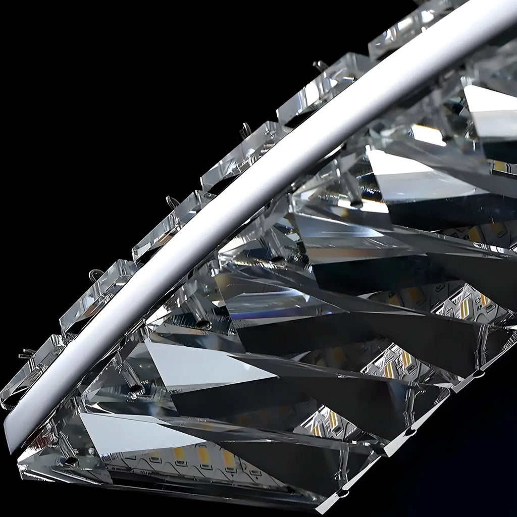 Suspension LED à intensité variable en cristal ondulé pour îlot de cuisine
