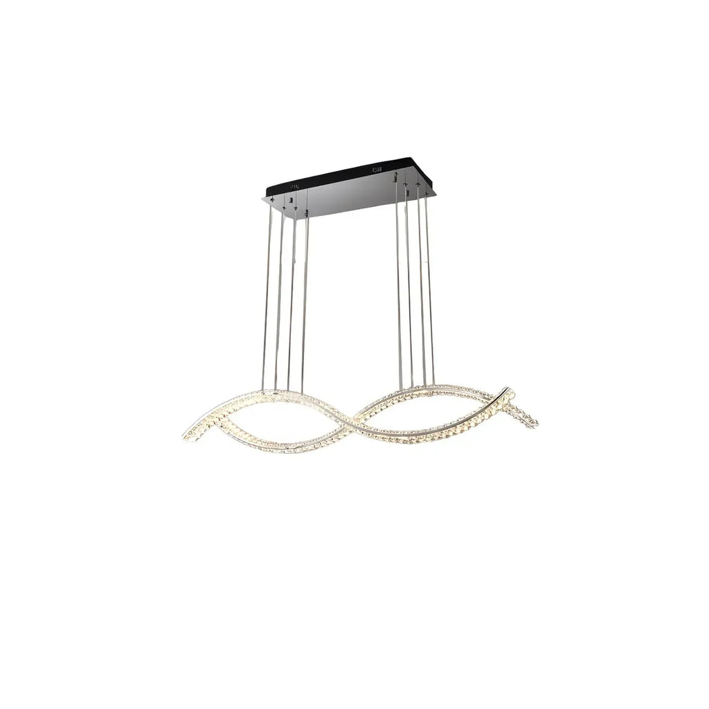 Suspension LED à intensité variable en cristal ondulé pour îlot de cuisine