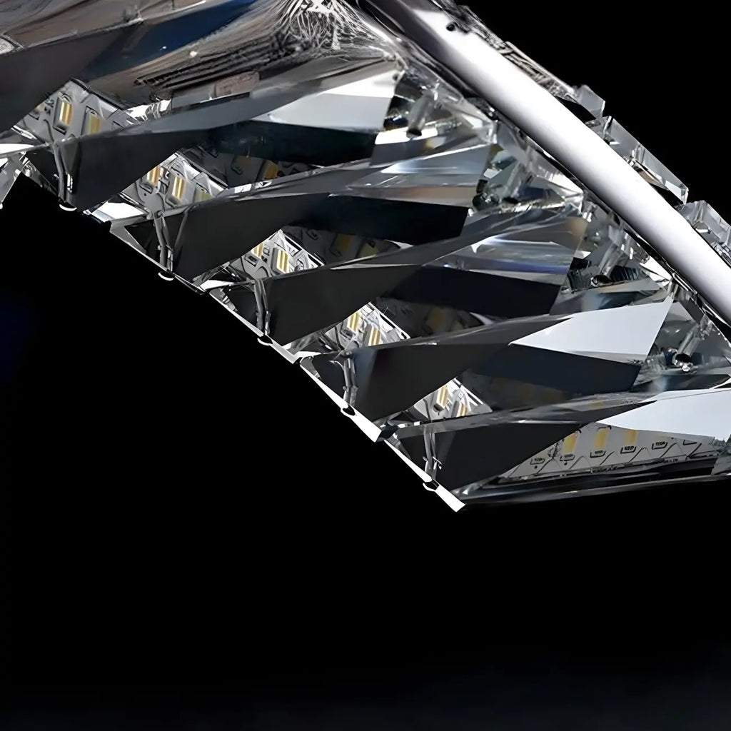 Suspension LED à intensité variable en cristal ondulé pour îlot de cuisine
