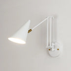 Applique murale minimaliste blanche à bras articulé pour la lecture au chevet