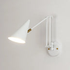 Applique murale minimaliste blanche à bras articulé pour la lecture au chevet