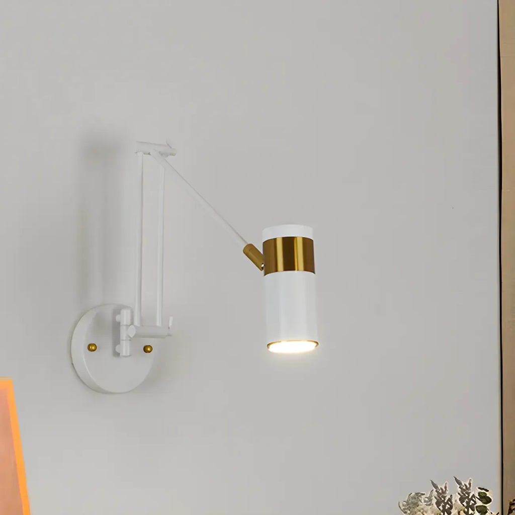 Applique murale minimaliste blanche à bras articulé pour la lecture au chevet