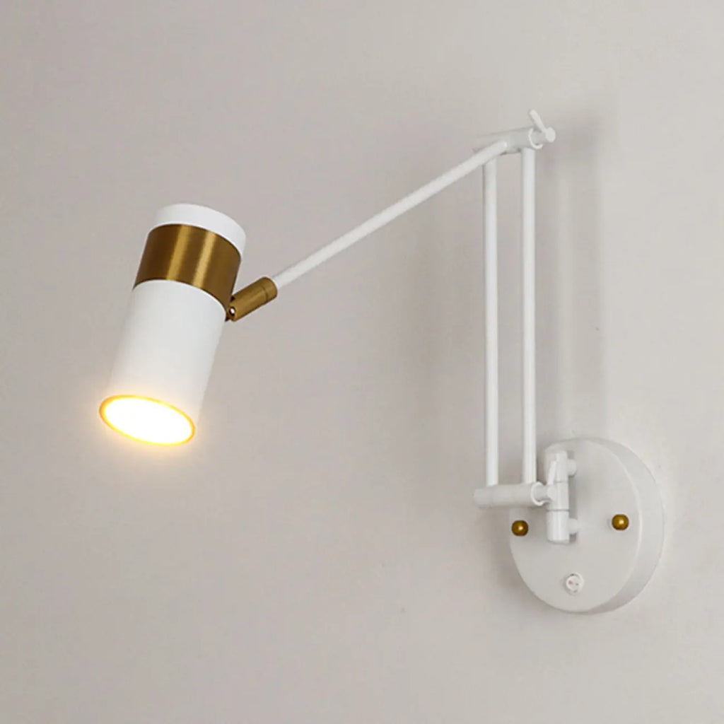 Applique murale minimaliste blanche à bras articulé pour la lecture au chevet