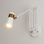 Applique murale minimaliste blanche à bras articulé pour la lecture au chevet