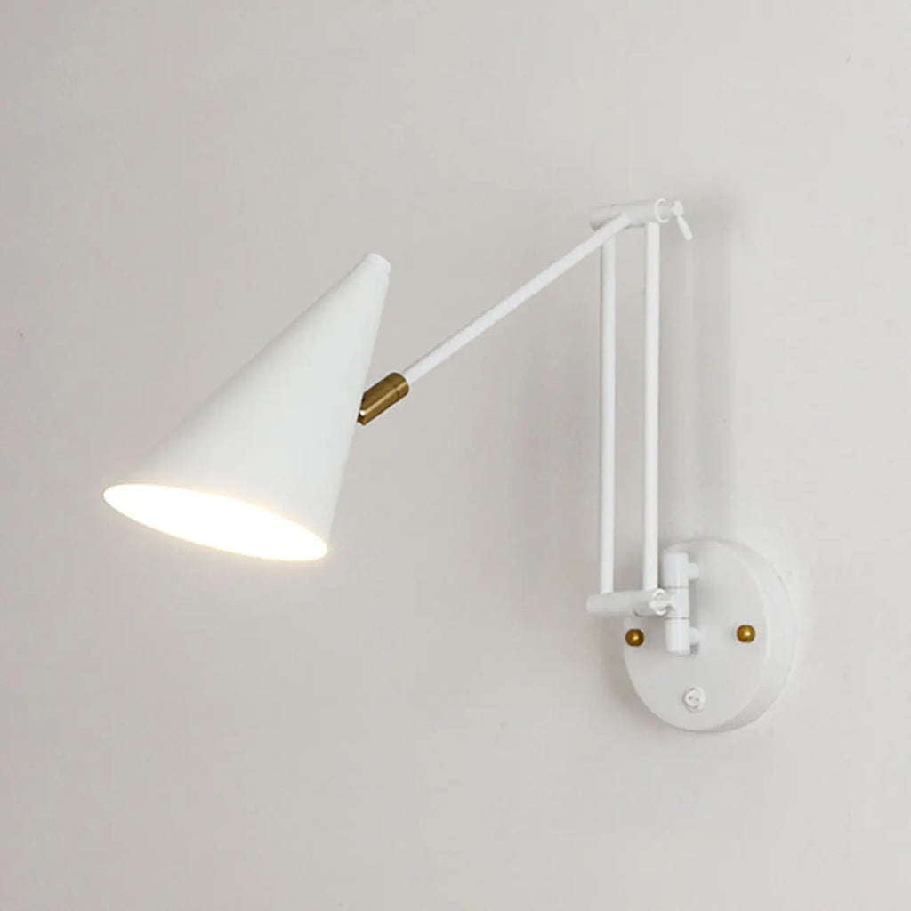 Applique murale minimaliste blanche à bras articulé pour la lecture au chevet